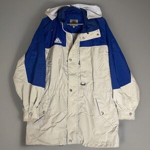 Kodiak Nylon Jacket Vintage Blue & Beige Mens M Classic Raincoat Hiking Camping